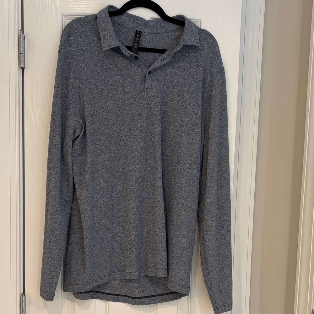 lululemon athletica Men's Evolution  Heathered blue Polo Shirt size XL